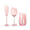 Rosa Flamingo Série Copo de Vinho Luz Luxo Bordeaux Vinhos Cálice Corte Oblíquo Taças de Champanhe Casamento Copo de Água Copo de Xerez L230620