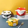 Tigelas de cerâmica japonesa para macarrão instantâneo com tampa de porcelana, grande capacidade, desenho bonito, arroz, sopa, sobremesa, utensílios de cozinha