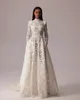 Milla Nova Bohemia A Line Wedding Dresses for bride High Neck Lace Wedding Dress Hollow Back Long Sleeves designer bridal gowns