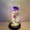 軽い永遠の花と新しい耐久性のある妖精の糸ライトガラスカバー付きのハイホウ素ガラスLEDエンチャントギャラクシーローズ