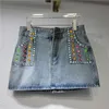 Rokken Zware Industrie Diamant Sexy Meisje Denim Rok Vrouwelijke Zomer Hoge Taille Pakket Hip Mini Vrouwen Korte 230627