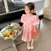 Abiti da ragazza Ins Baby Boutique Dress Kids Girls Ruffles Cotton For Children Fashion Wear Summer Soft Cool Abbigliamento casual