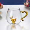 Christmas Tree Deer Coffee Mug 300ml Cute Animals Kid Water Tea Cup Wine Glass for Champagne Flutes High Borosilicate Milk Glass L230620