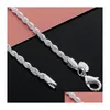 Chains 925 Sterling Sier 2Mm Twisted Rope Chain Necklaces For Women Men Fashion Hiphop Jewelry 16 18 20 22 24 Inches Drop Delivery Pe Dh7Mx