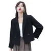 Vestes pour femmes Blazers Femmes Minimaliste Élégant Recadrée Ol High Street Printemps Ulzzang Loisirs Classique Outwear À La Mode Solide Costume Top Coat