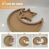 Plates Eid Wooden Tray Fruit Storage Serve Plate Home Wedding Table Decorations Serving Moon Shaped