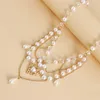 Francuskie imitacja vintage Pearls Clavicle łańcuch naszyjnik kryształowe koraliki