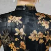 Etnik Giyim Vintage Düğme Qipao Yan Bölünmüş Çin Tarzı Orient Örgün Parti Elbisesi Mandarin Yaka Vestidos Baskı Çiçek Cheongsam