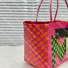 Torba plażowa ręcznie tkana torba projektantka koszyk warzywny Kobiety duża pojemność wakacyjna torebka patchworka kolorowe kontrastowe totes limitowane edycja