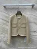 Women's Jackets Designer 23 Autumn/Winter New Premium Milk Tea Gold Button Jacket Coat SVW9