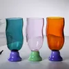 Farbe Borosilikatglas Becher S Kurve Wellenform Hitzebeständige Glas Tasse Rotwein Cocktails Kaffee Eis Wasser Tasse L230620