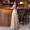 Ethnic Clothing Woman Exquisite Sequins Bling Beading Evening Dress Long Sleeve A-Line Floor-Length Tulle Party Formal Gown