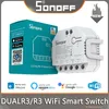 Kontroll Sonoff Dual R3 DIY Mini WiFi Smart Light/Gordijn Schakelaar Dualr3 2Gang Dubbele Relais Controle Power Metering Ewelink Alexa Goog