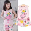 Clothing Sets Girls Pajamas Cotton Child Toddler Summer Sleeveless Baby Nightwear Pyjamas Kids Rabbit Cartoon Homewear Clothes 230627