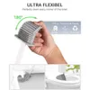Nieuwe lange steel schoonmaakborstel wandmontage platte kop flexibele zachte haren borstel afneembare siliconen voor wc badkamer muur ophangen