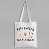 Borse per la spesa Borsa per la spesa vegetariana Friends Not Food Canvas Amante degli animali Pures e regalo vegano Divertente da donna riutilizzabile