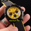 Ny 44mm PVD Black MB0111C3 Gul Dial Quartz Chronograph Mens Watch Nylon Rubber Strap High Quality Gents Sport Watches3009302h