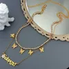 Pendanthalsband 2023 Multilayer Crystal Butterfly Tennis Chain Choker Halsband Guld Silver Color Baby Girl Letter Cross Jewelry 230613