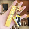 Keychains Lanyards Famous Design Mini Basketball Shoes Stereoscopic Model Building Block 6 Colours Pvc Keychain Pendant Cartoon Ba Dhliv