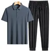 Mens Tracksuits Short sleeve Tracksuit men Set 7XL 8XL 9XL 2 pieces Sets summertime casual Clothing Solid color 8577 230627