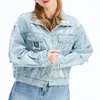 Giacche da donna Donna Casual Giacca di jeans Jeans Top Mezza manica Cappotto da camionista Capispalla Ragazze Moda Cappotto sottile Giacca a vento