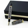 Stylos Jinhao Dragon Black Metal Fountain Pen Titanium Black F / M / Bent Barreau Matte 0,5 / 1,0 mm avec coffre d'affaires Boîte à cadeaux