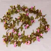 Flores decorativas 1 corda pequena rosa videira chá Rattan tubo de aquecimento decoração para casa flor tira peônia