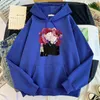 Men's Hoodies Male Flowers And Lipstick Printing Hoodied Top Man Round Neck Korean Plus Size Sudadera Warm Fleece Hip-Hop Lady Clothes