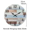 Wall Clocks Clock Wooden Decorative Round 25cm/10'' Quartz Battery Operated Watch Rustic Country Style Decor For Office Home