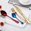 Geschirr-Sets 4 teile/satz Titan Überzug Besteck Set Kreative Farbe Western Steak Edelstahl Geschirr Messer Gabel