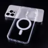 Magnet Magsafe TPU PC Telefonfodral för iPhone 15 Pro Max 14 11 12 13 8 Plus XR XS Max Case Akryl Clear Mobile Cover med detaljhandelspaket B2