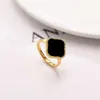 Pierścień koniczyny Pierścienie Cztery liście złoto Wszechstronna biżuteria na kobietę Pierścień kwiatowy dla kobiet rocznicowy prezent Estetyka Walentynki Pierścień Zestaw Prezent