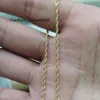 Collier chaîne roulée en or massif 18 carats taille diamant chaîne corde 1,5 mm en or jaune véritable 14 carats