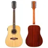 Cables 12 String Electric Acoustic Guitar Cutaway Design 41 Inch Folk Guitar High Gloss Spruce Wood Top with Pick Up