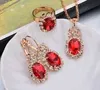 Hot Sale 2023 Elite Oval Gem Claw Crystal Necklace Earring Ring Wholesale Three Piece Jewelry Set