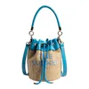 designer bag MA Bag Summer Grass Woven Women's 2023 Korean Edition Fashion Bucket Letter Shoulder