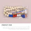 Decorative Flowers 4 Th Independence Day Beads Wooden Garland American Flag Tassel String Rope Party Pendant Home Goods
