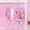 Cat's Claw Cup Pink Sakura Edizione limitata Purple Sakura Cat Scratch Cute Double Glass trasparente Tazza per acqua antiscottatura L230620