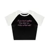 T-shirt Femme Punk Lettre Imprimer Y2k Crop Top Gothique Streetwear Mince Sexy Grunge Bébé Tee Emo Filles Vêtements Esthétique Mignon Noir 230628