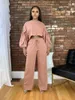 Women's Two Piece Pants EWSFV 2023 Autumn And Winter Women Casual Sexy Sweater Top Drawstring Wide Leg Suit