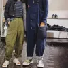 Mannen Jeans Contrasterende Kleur Splicing Tooling Vader Kleding American Street Retro Ami Kaki Losse Bretels Jumpsuits 230628