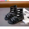 أول مشوا بنات صنادل صيفية للأطفال أحذية مصارع أحذية روما N Band Princess للأطفال طفل أسود أبيض 230628