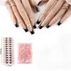 360 Pcs Doodskist Druk Op Nagels Lange Amandel Nep Nagels Vierkante Franse Kunstnagels Wit Zwart Diy Wearable Volledige cover Nail Tips