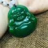 Hänge halsband naturliga jadest fin lycka Buddha med tre färgade pärlkedja tröja