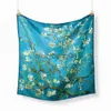 Bandanas Famous Oil Målning Twill % Silk Scarf Fashion Bandana Women Scarf Wraps 53 cm fyrkantiga halsdukar Hijab Head Scarf Neckerchief X0628