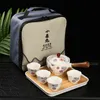 Wijn Glazen Porselein Chinese Gongfu Thee Set Draagbare Theepot Met 360 Rotatie Maker En Zetgroep Ceremonie Tas 230627