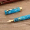 Pens Luxury JinHao 100 Acrylic Fountain Pen Sky Blue Golden Arrow #6 Nib Spin Business Stationery Office Supplies Ink Pens New