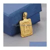 Ожерелья с подвесками Rec Initial Letter Charm For Men Women 18K Позолоченная нержавеющая сталь Ожерелье с заглавными буквами Rolo Chain Drop De Dh1O6