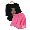 Tweedelige jurk katoen beer bedrukt sportkleding shorts pak dames zomer mode streetwear korte mouw t-shirt casual 2 sets 230627