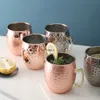 Canecas 1 4 peças 550ml 18 onças Moscow Mule Caneca Aço Inoxidável Banhado a Cobre Copo de Cerveja Copo de Café Bar Drinkware 230627